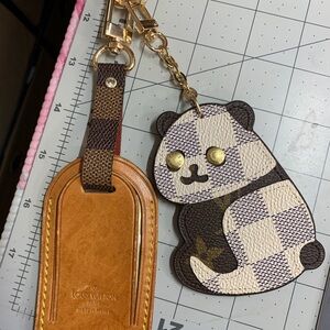 Authentic Louis Vuitton Vachetta Luggage Tag & Panda 2-in-1 charm
